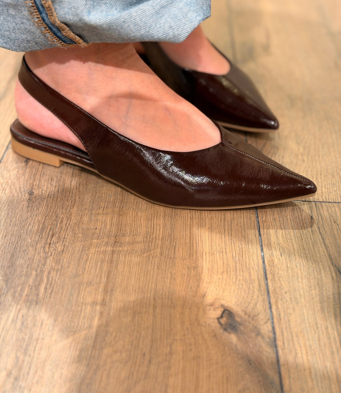 Slingback vernis marron - Léone