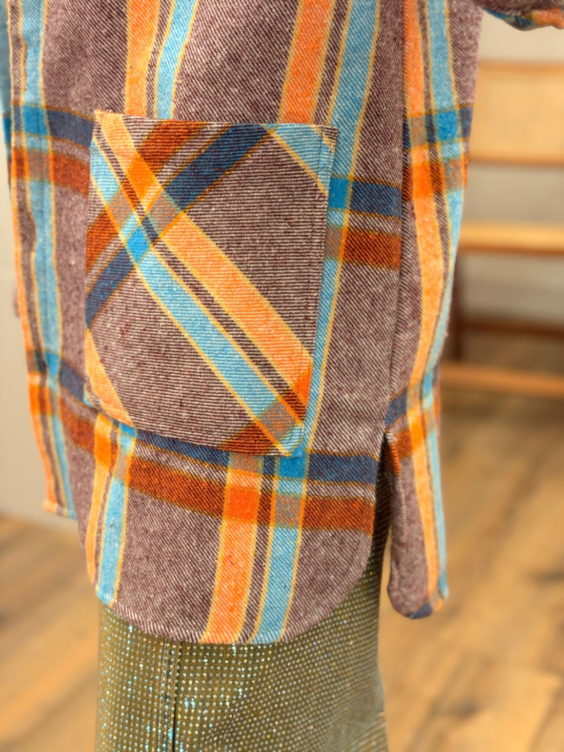 Surchemise à carreaux oranger - Léone