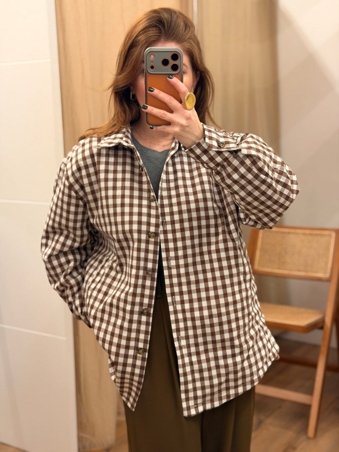 Surchemise vichy marron - Léone