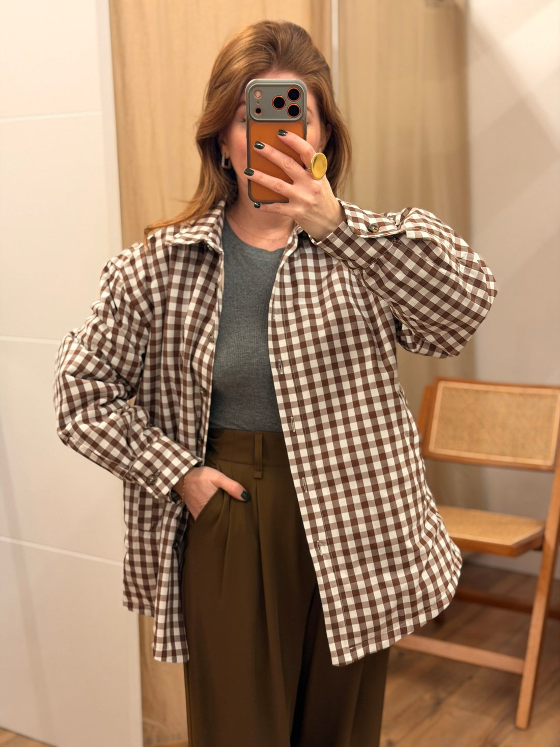 Surchemise vichy marron - Léone