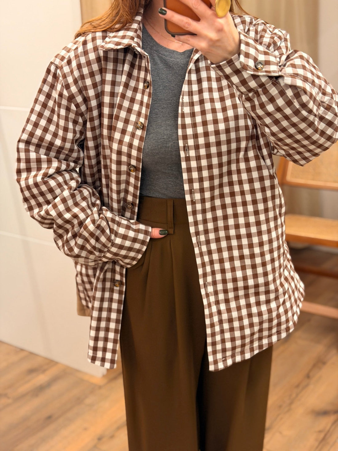 Surchemise vichy marron - Léone