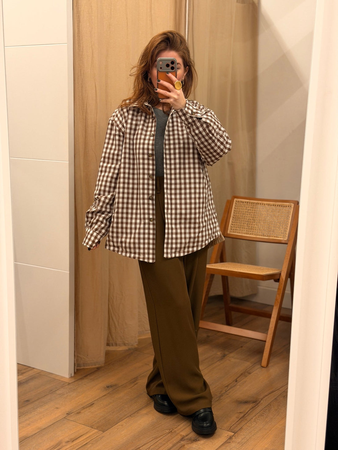 Surchemise vichy marron - Léone