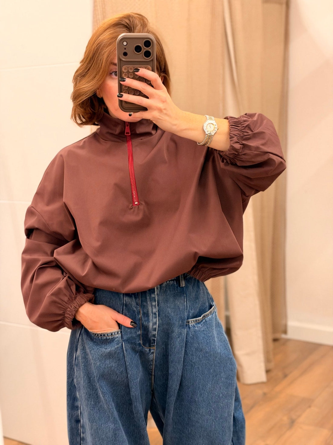 Sweat nylon bordeaux - Léone