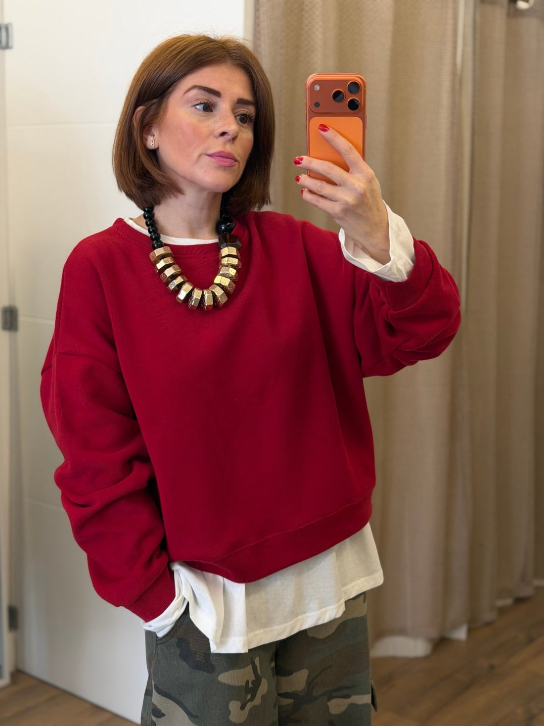 Sweat oversize rouge - Léone