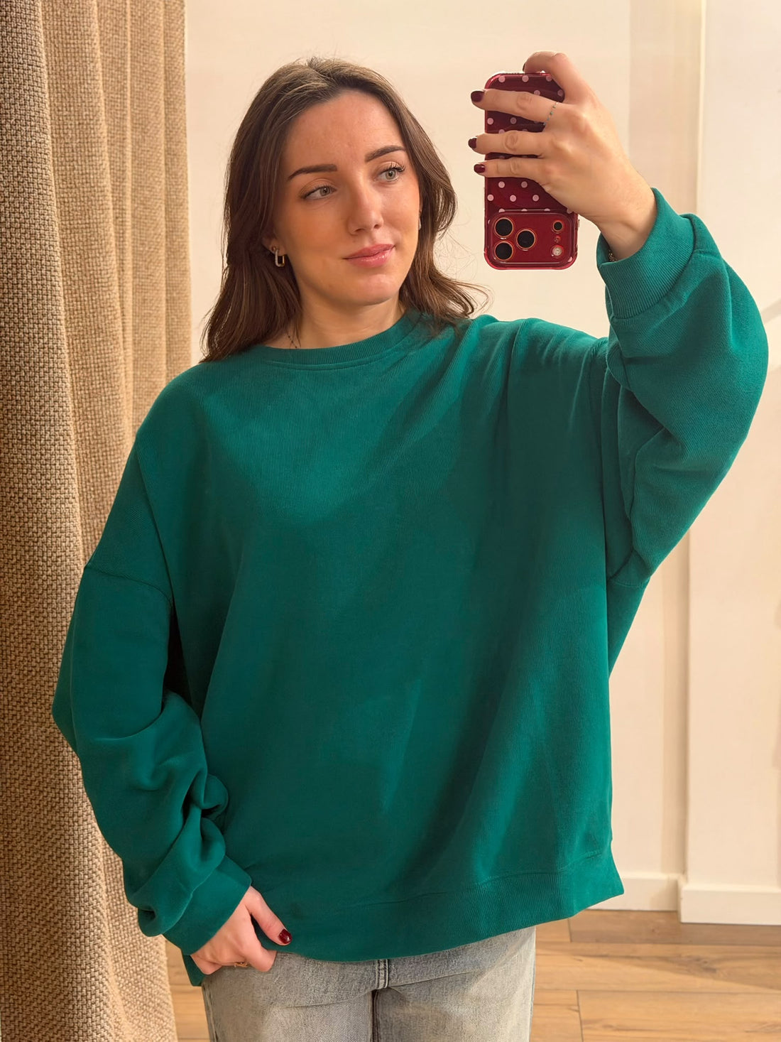 Sweat uni vert oversize - Léone