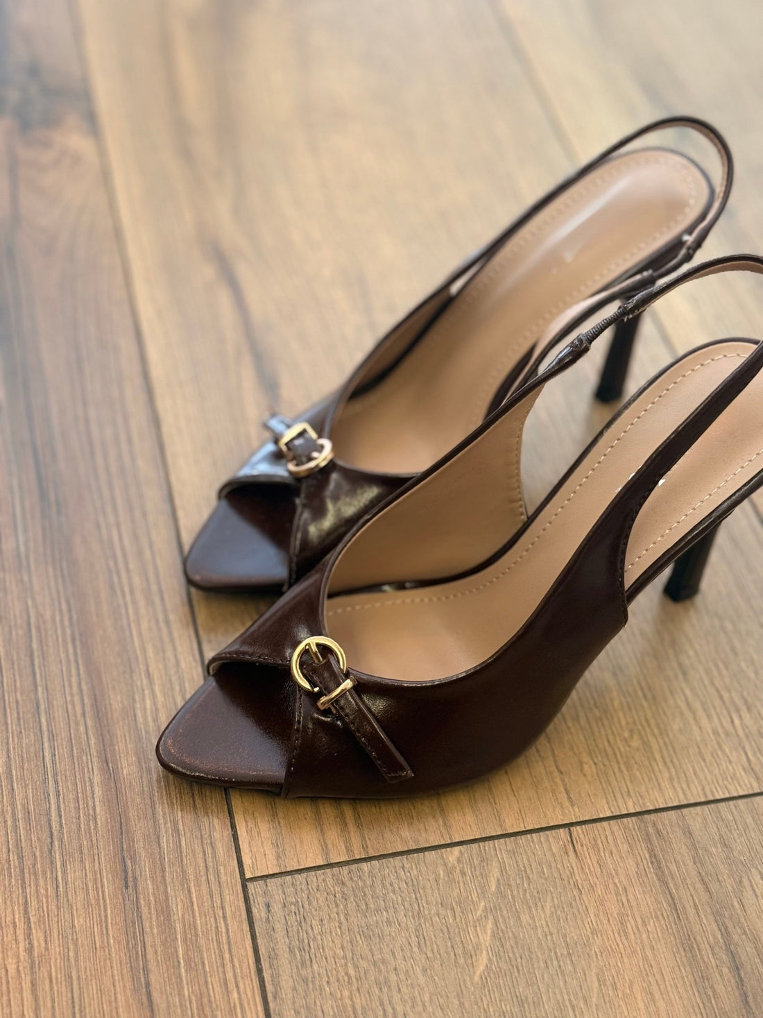 Talons bout ouvert marron - Léone
