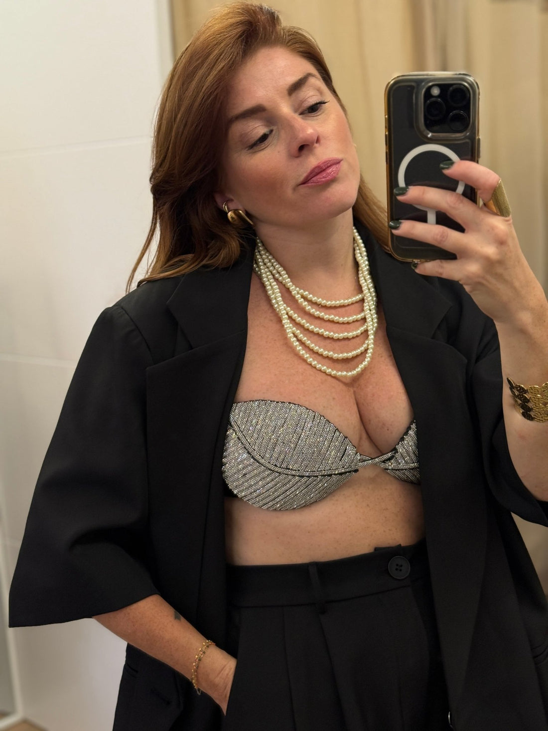 Top à strass noir - Léone