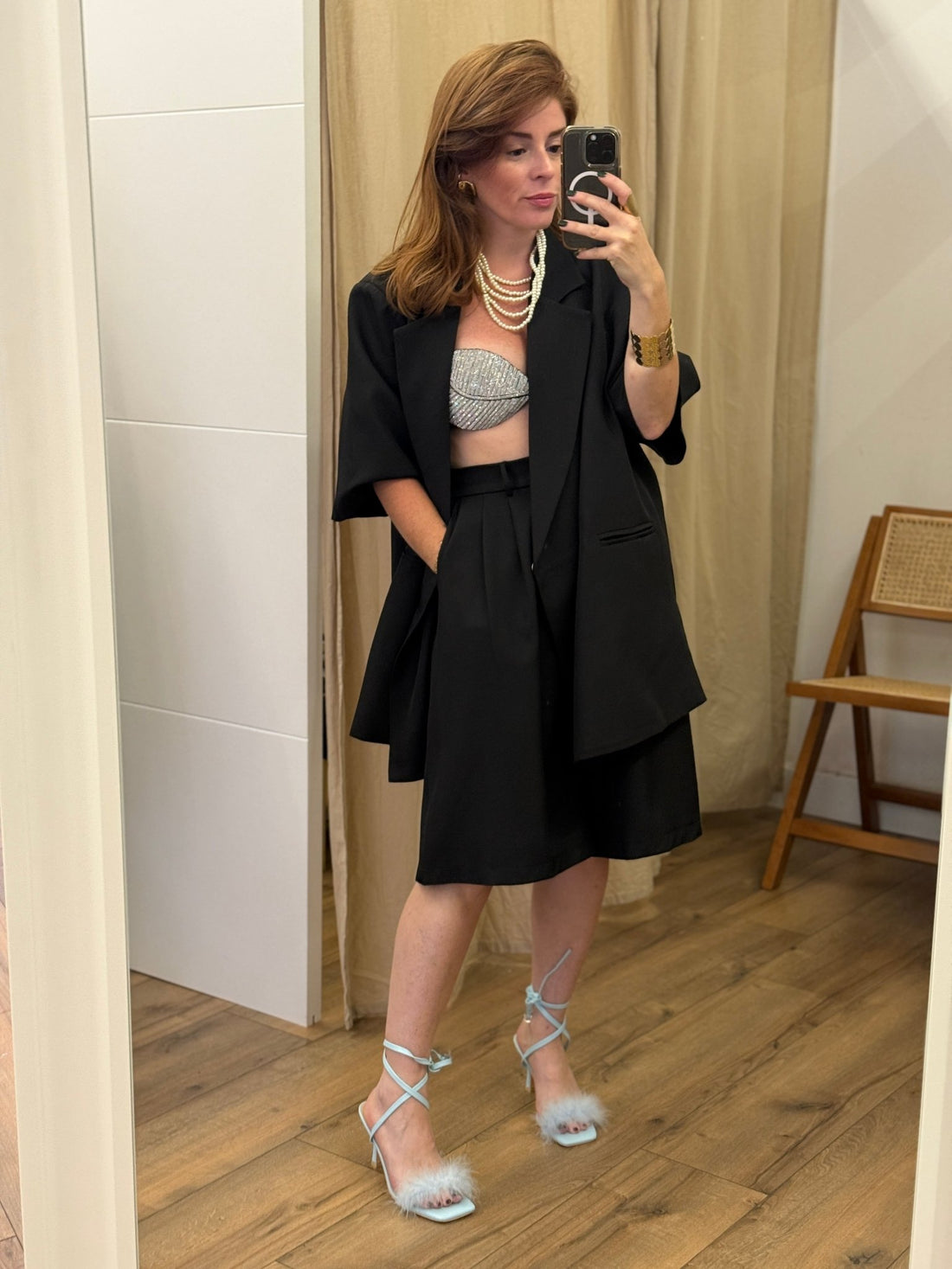 Top à strass noir - Léone
