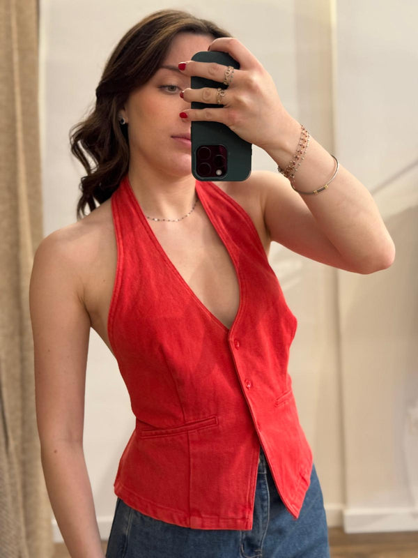 Top dos nu Miranda rouge - Léone