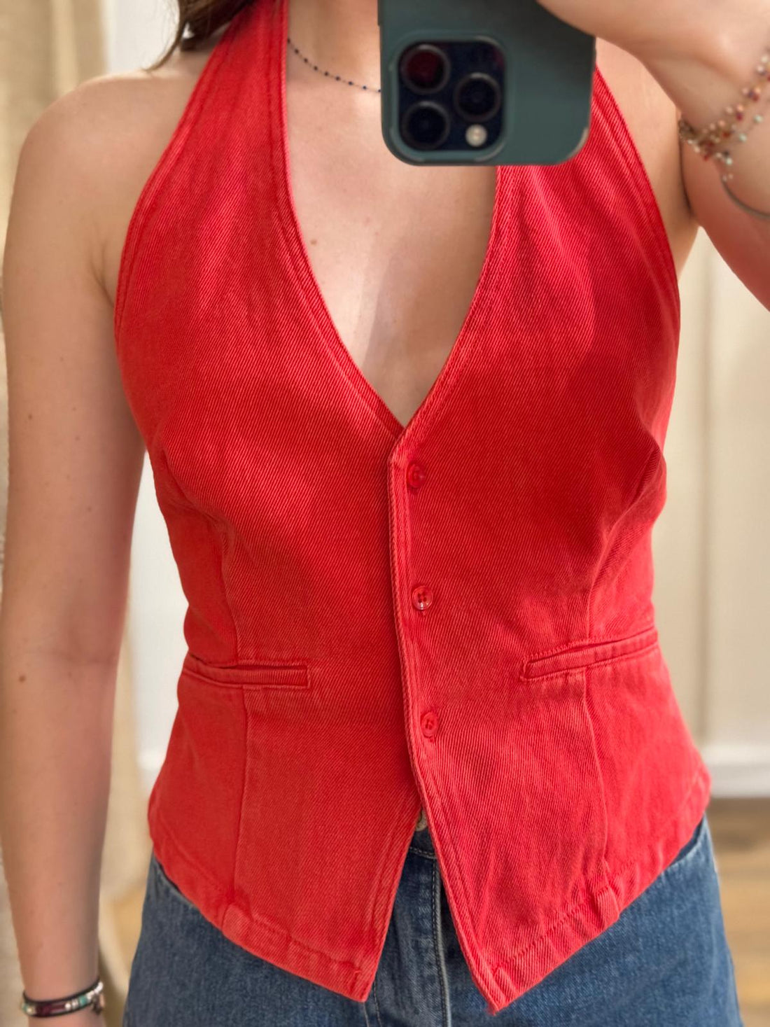 Top dos nu Miranda rouge - Léone