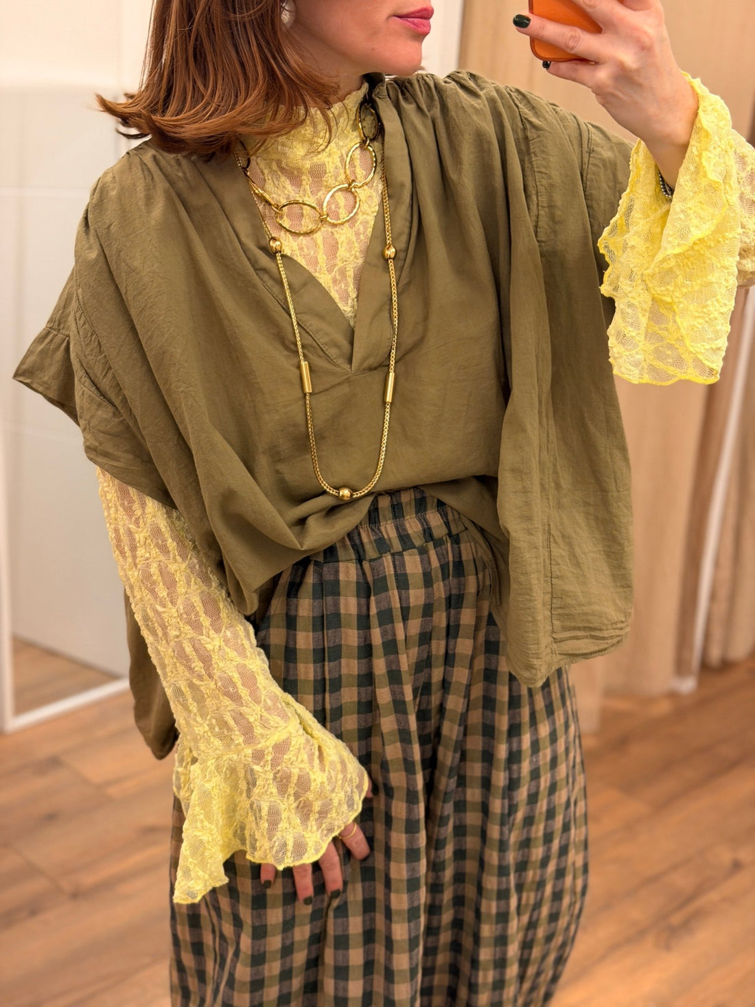 Top en dentelle Annette jaune - Léone