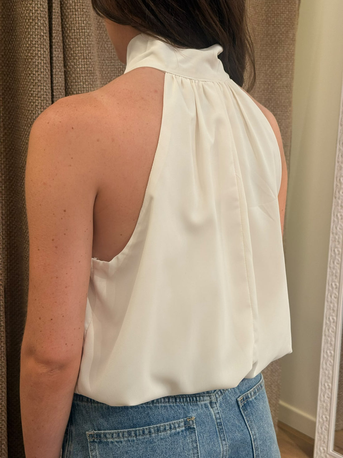 Top satin Kendra beige - Léone
