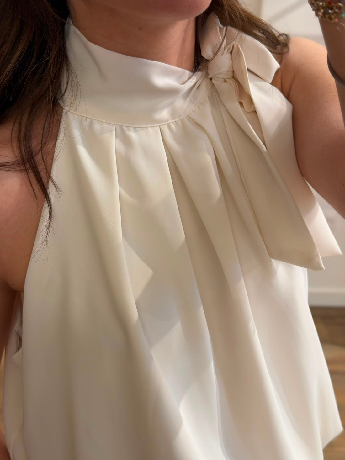 Top satin Kendra beige - Léone