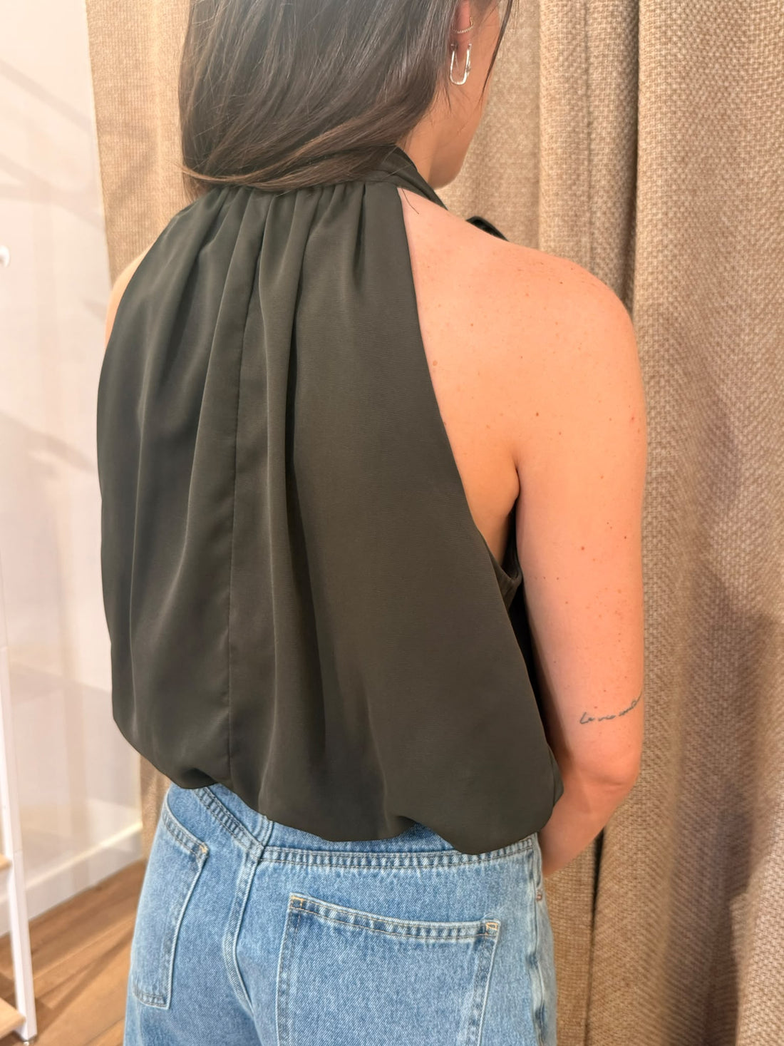 Top satin Kendra kaki - Léone