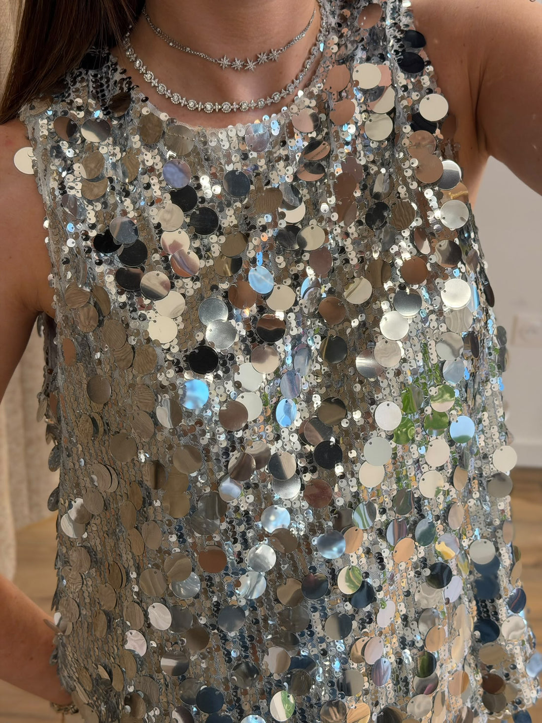 Top sequins argent Louis - Léone