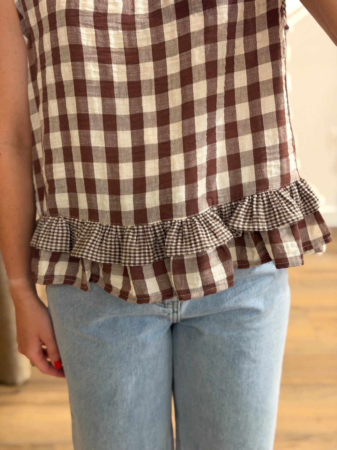 Top vichy marron carl - Léone