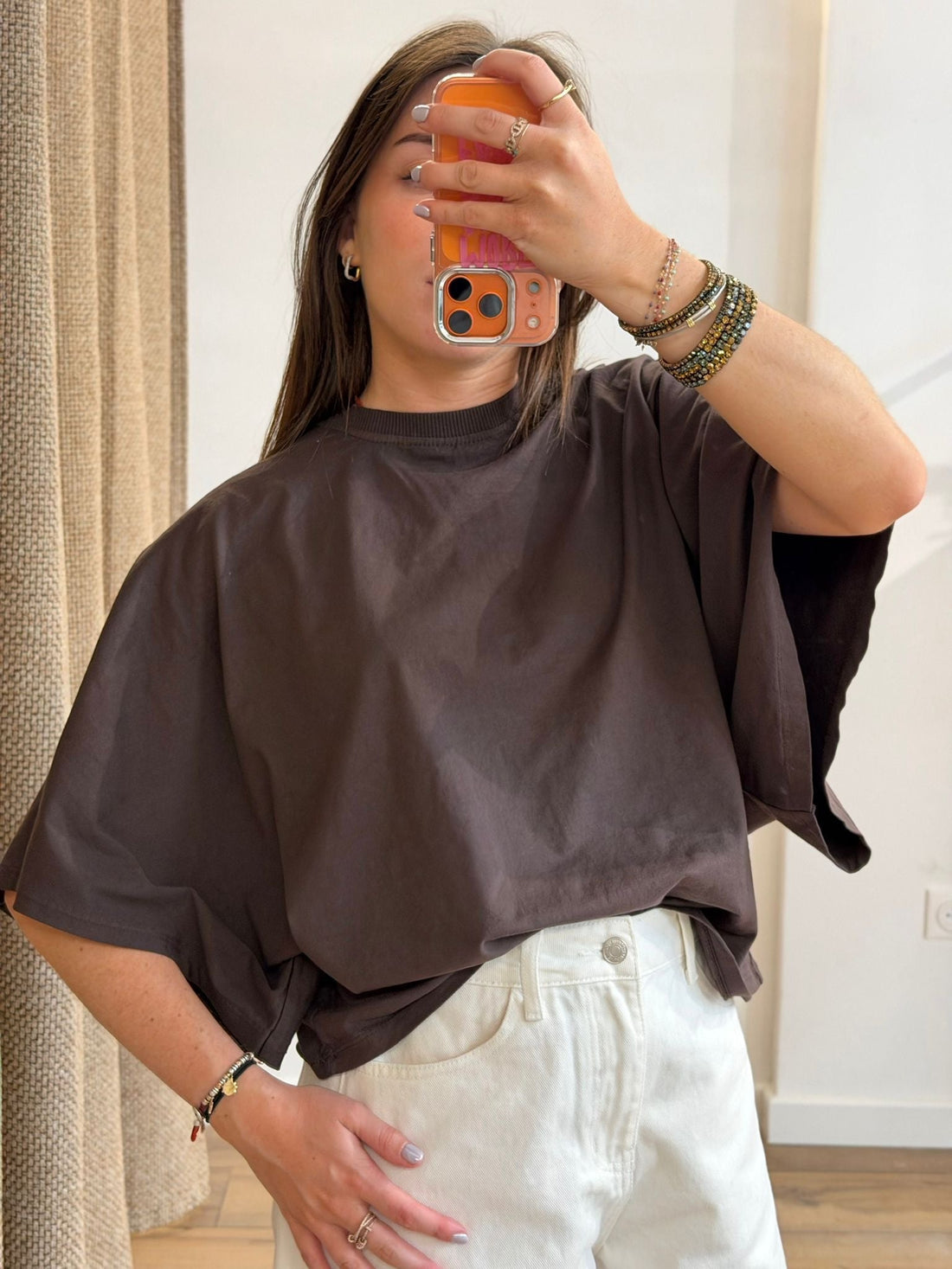 Tshirt ample Solene marron - Léone