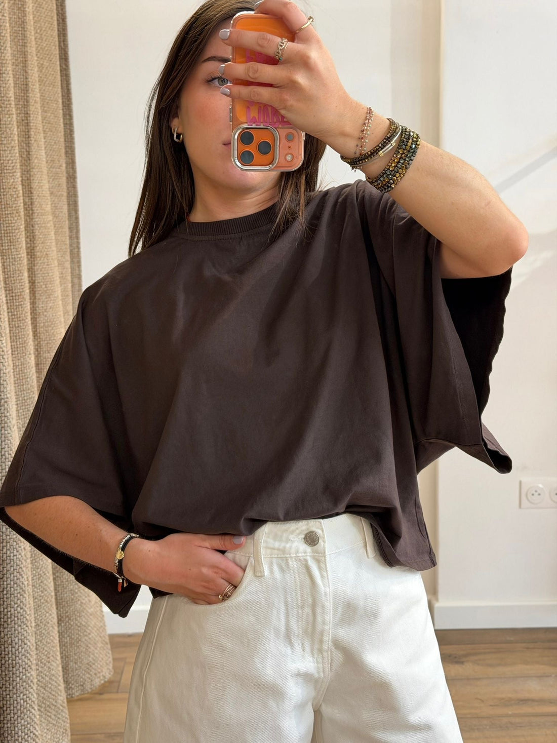 Tshirt ample Solene marron - Léone