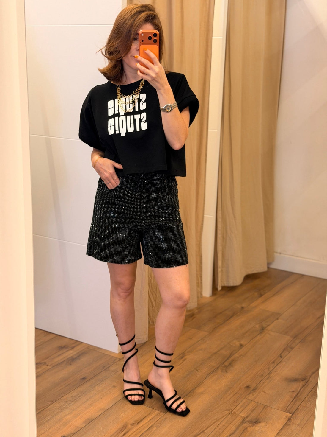 Tshirt cropped noir Lanzana - Léone