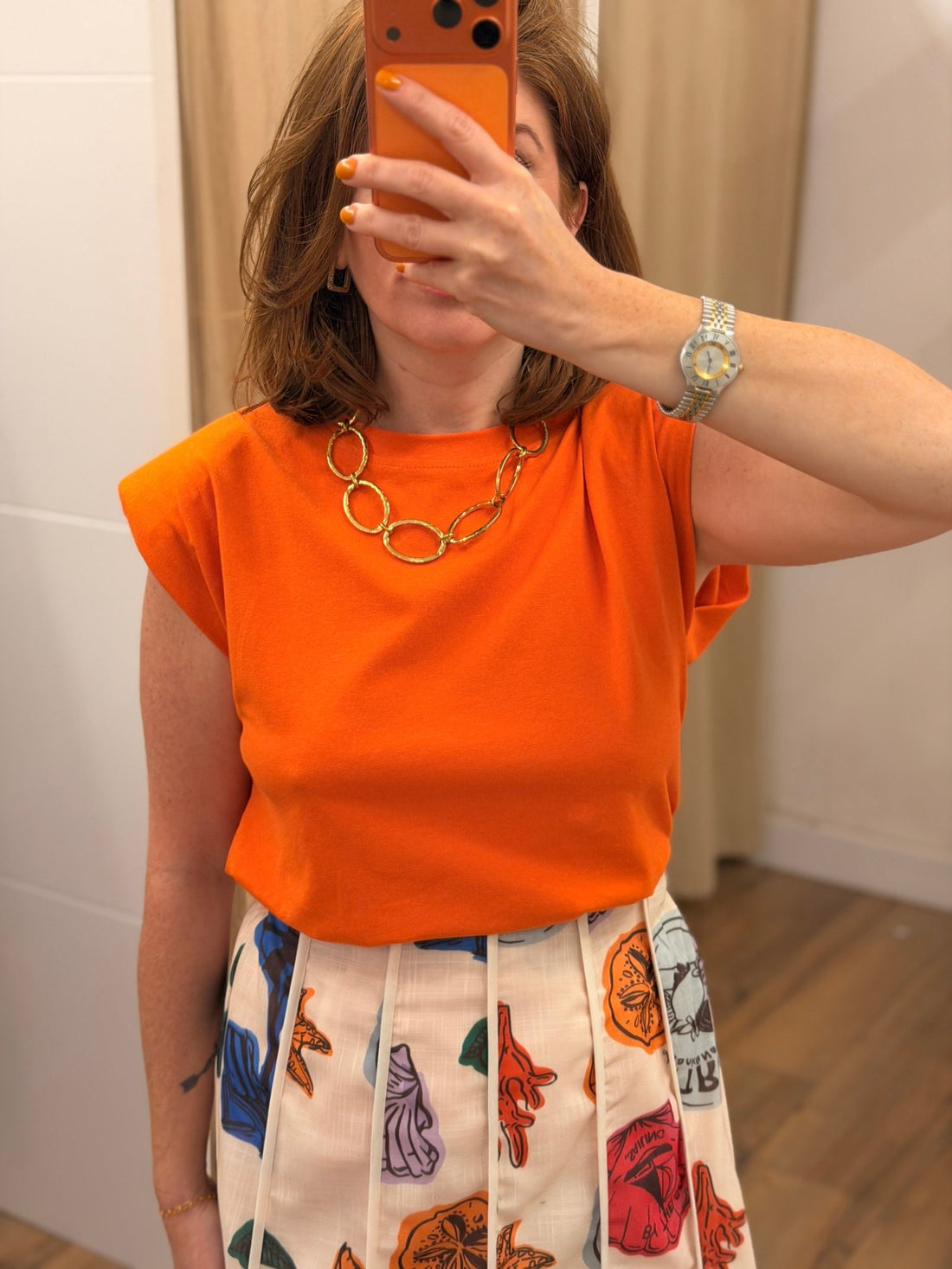 Tshirt épaulette élio orange - Léone