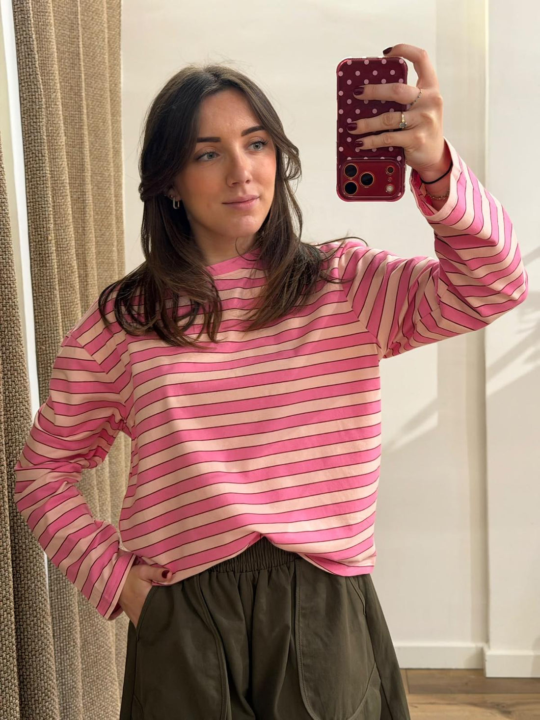 Tshirt rayé rose - Léone