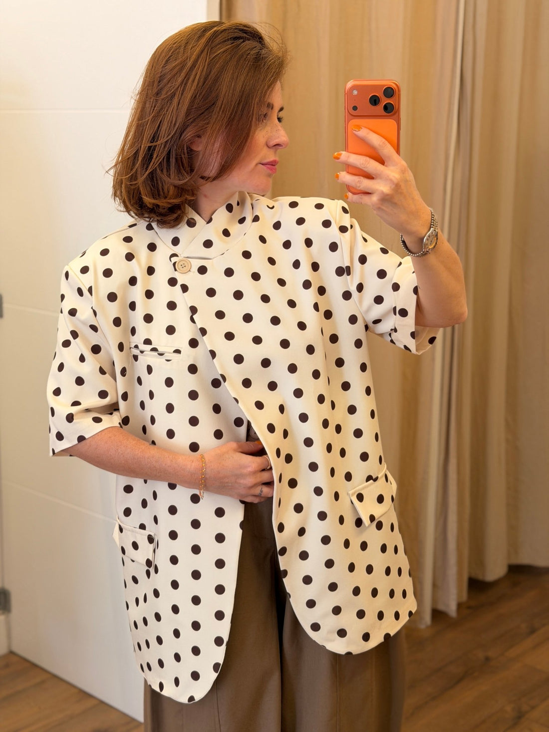 Veste à pois Isabelle écrue - Léone