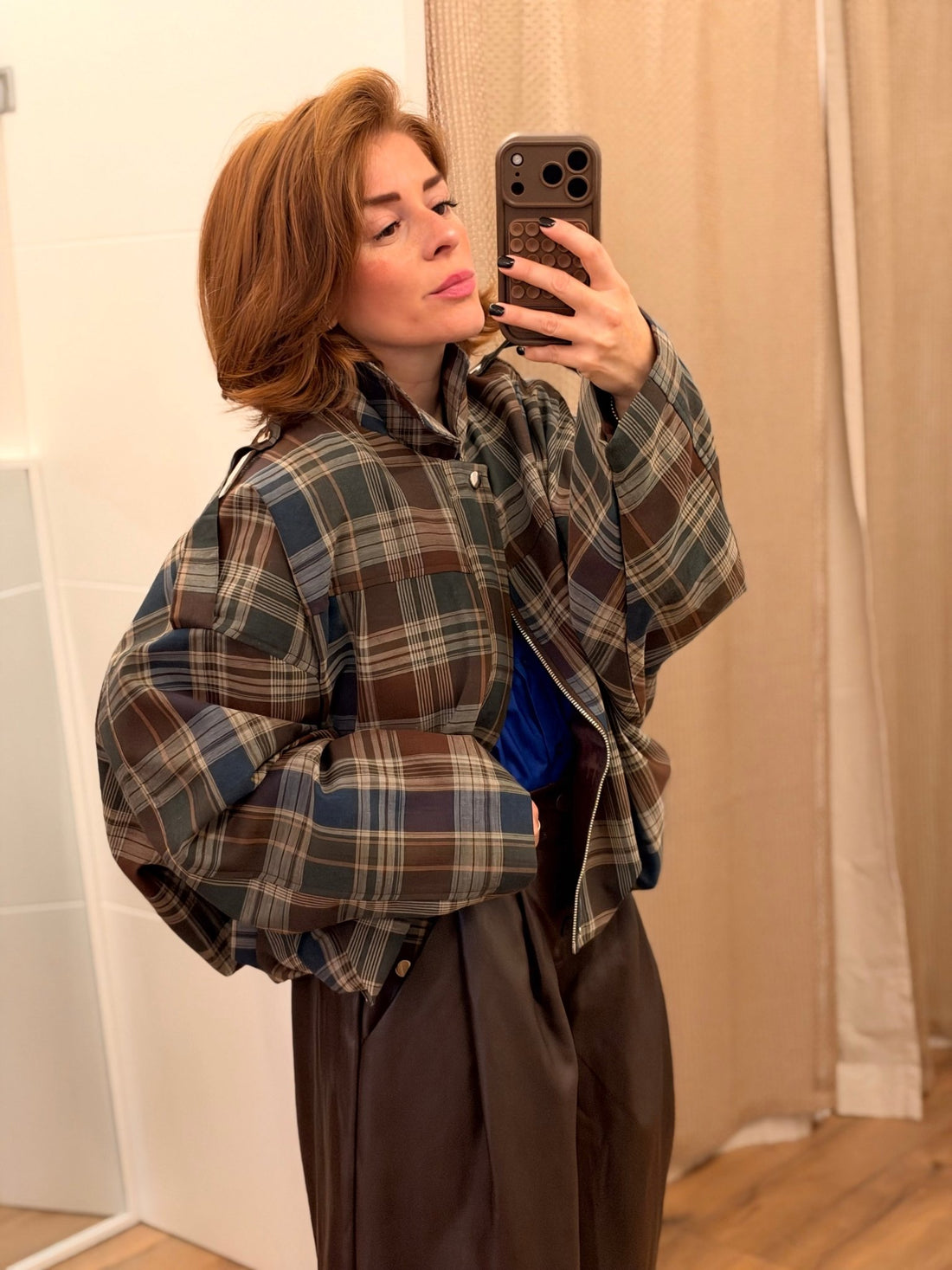 Veste bomber à carreaux - Léone