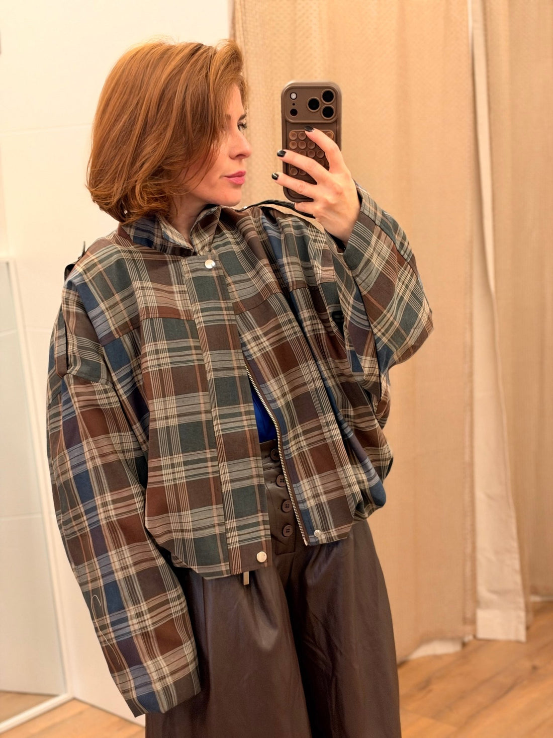Veste bomber à carreaux - Léone