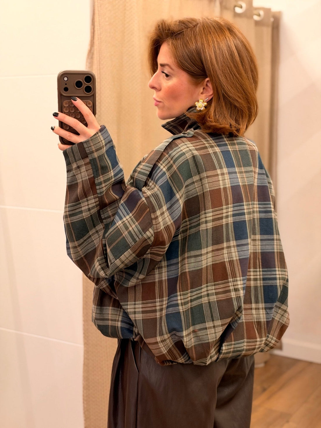 Veste bomber à carreaux - Léone