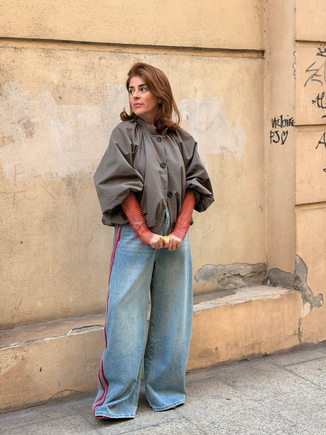 Veste bouffante taupe - Léone