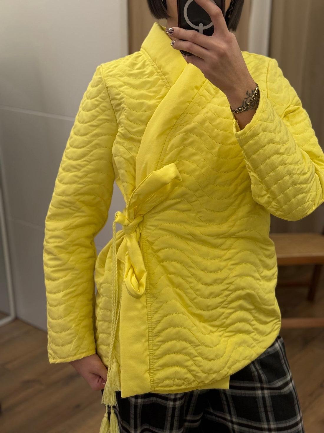 Veste croisée matelassée jaune - Léone