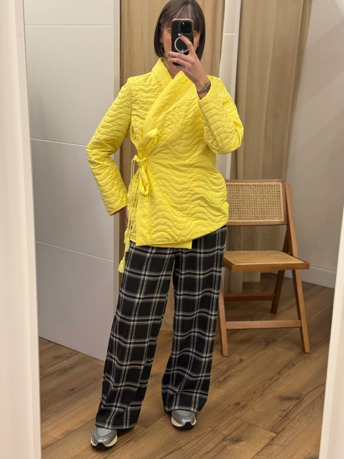 Veste croisée matelassée jaune - Léone