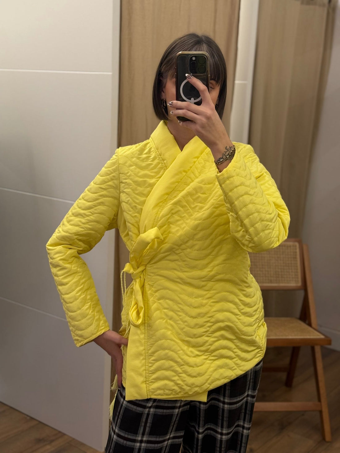Veste croisée matelassée jaune - Léone