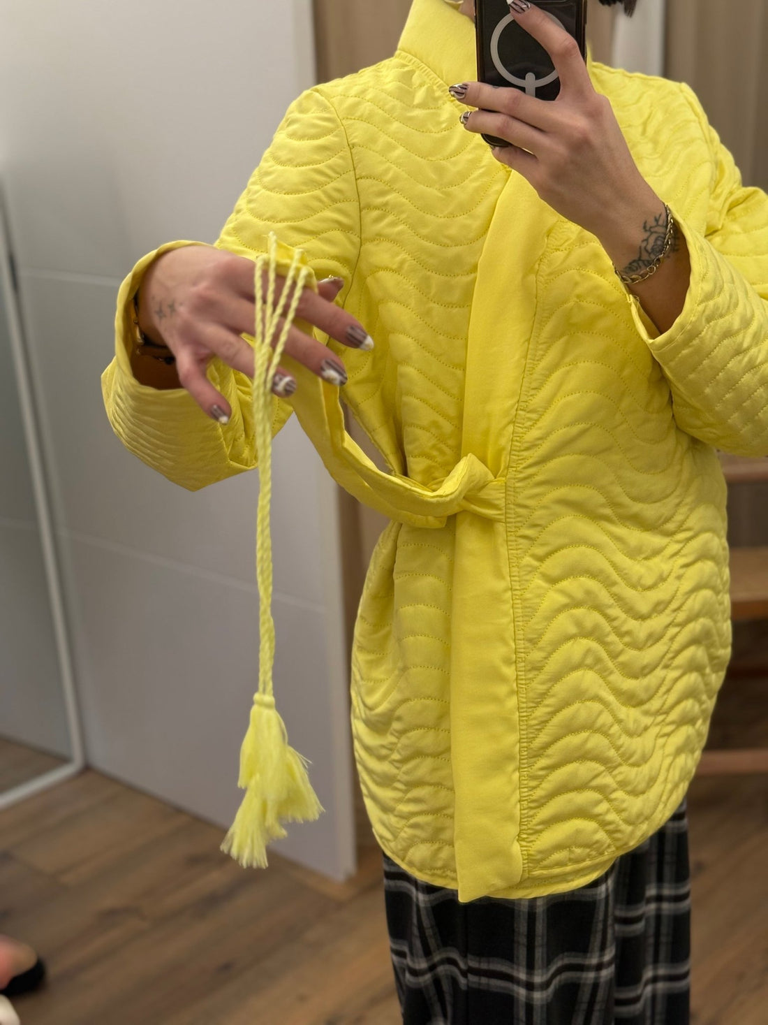 Veste croisée matelassée jaune - Léone