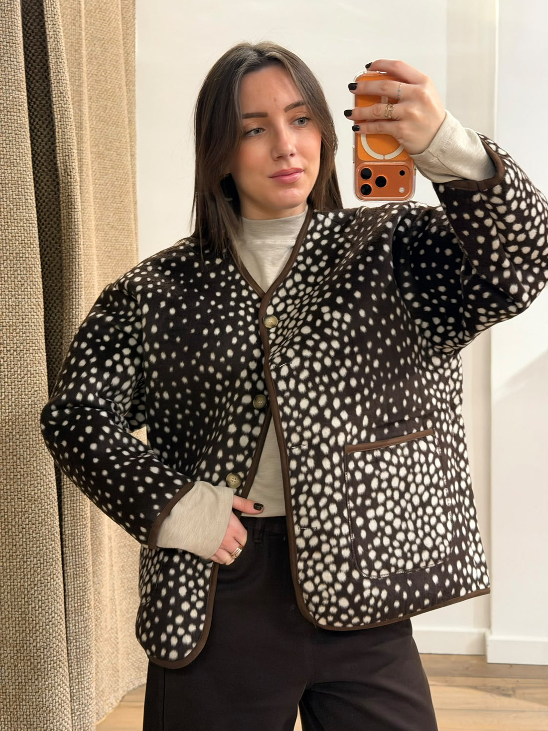 Veste douce imprimé biche - Léone