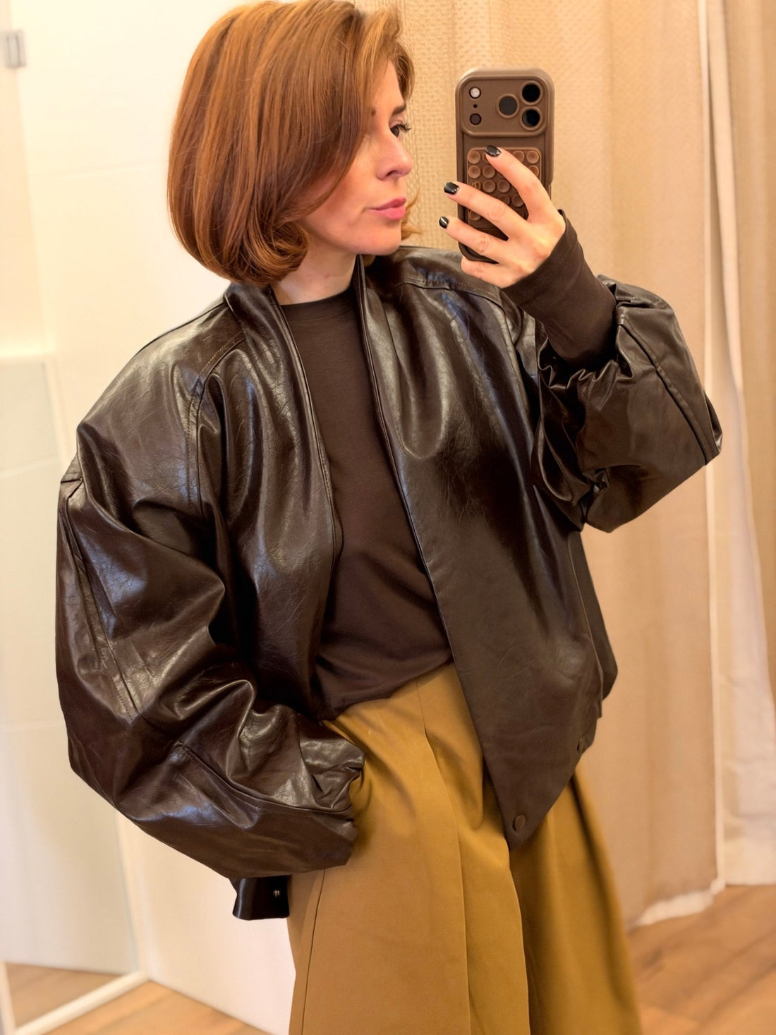 Veste en simili brillant choco - Léone