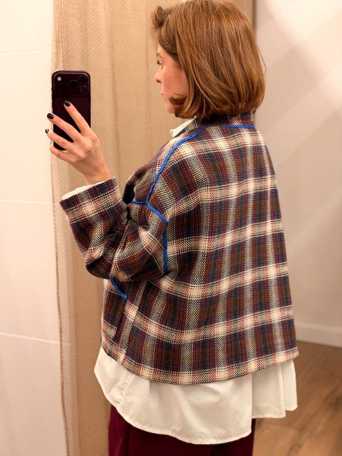 Veste kimono à carreaux - Léone