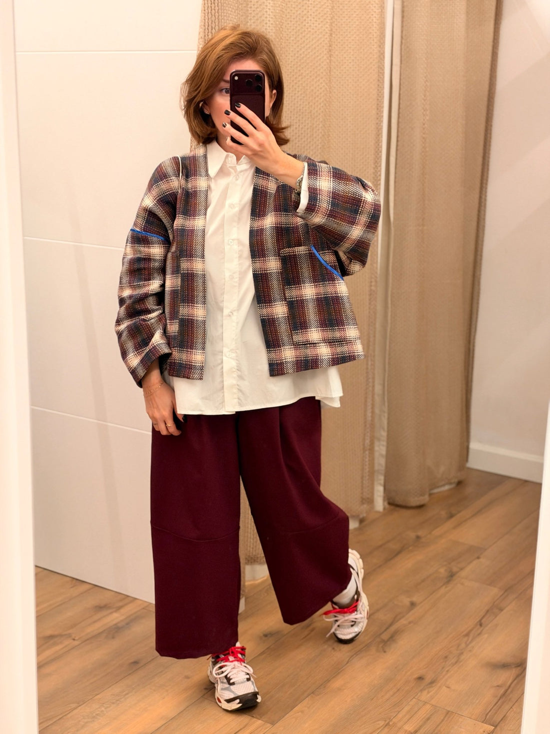 Veste kimono à carreaux - Léone