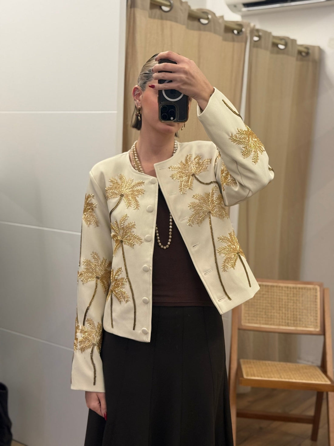 Veste palmiers perles - Léone