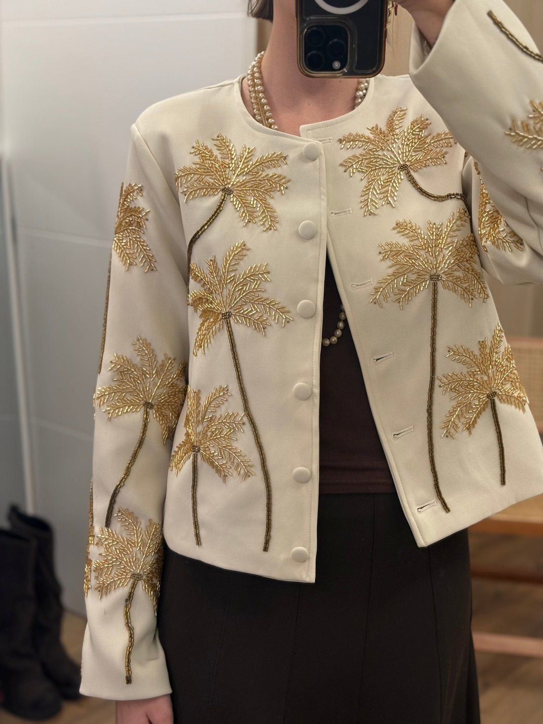 Veste palmiers perles - Léone