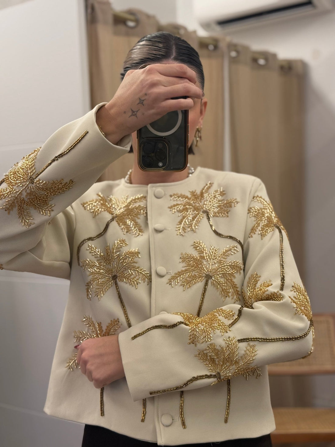 Veste palmiers perles - Léone