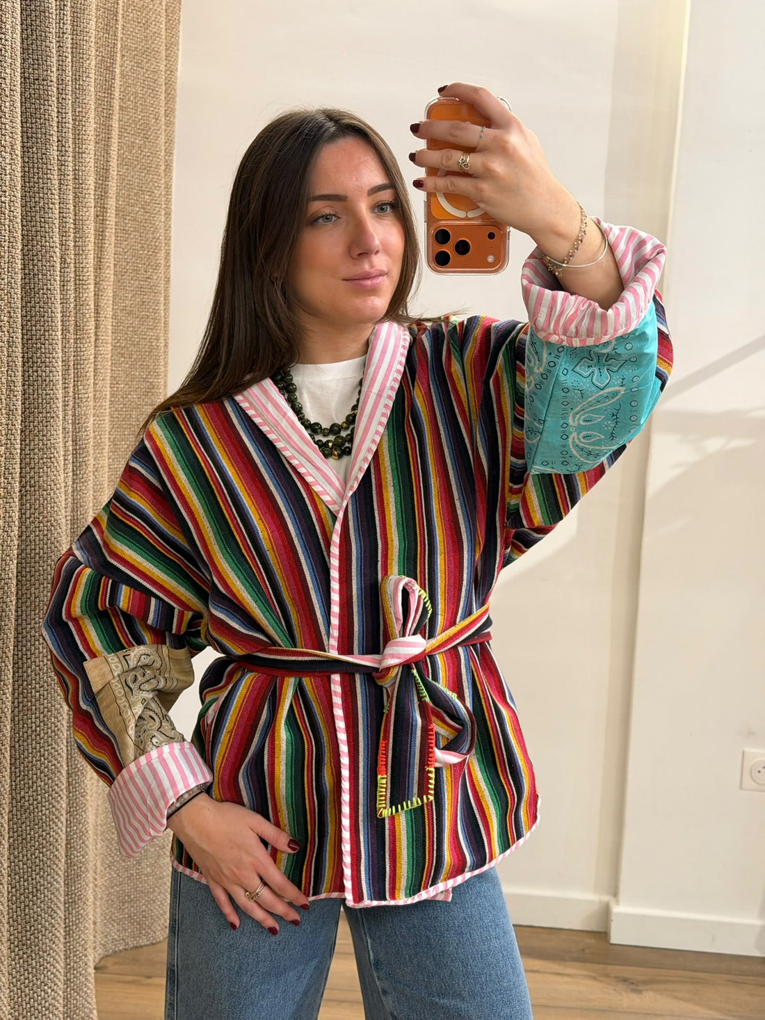 Veste rayée multicolore coton - Léone