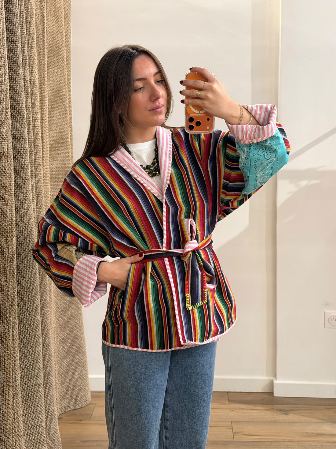 Veste rayée multicolore coton - Léone