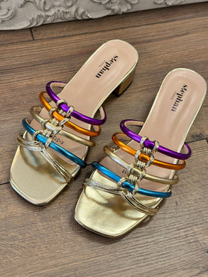 Sandales dorées multicolores - Léone